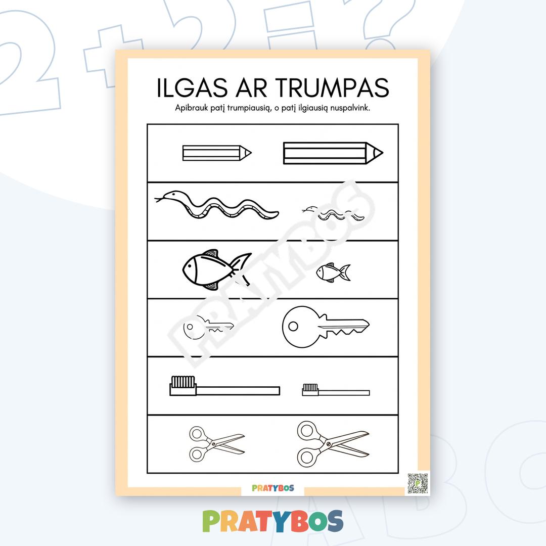 Darbo lapas – Ilgas ar trumpas: ilgumo atpažinimas
